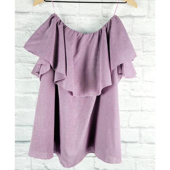 NWT MLM Label Off Shoulder Gingham Top - Small - Picture 3 of 11